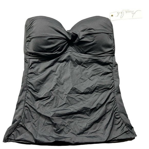 ANNE COLE womens black bandeau style tankini swim top size Small NWT - Picture 2 of 6